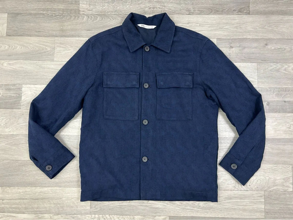 Zara Linen Brand Jacket Overshirt Mens Medium - Image 1