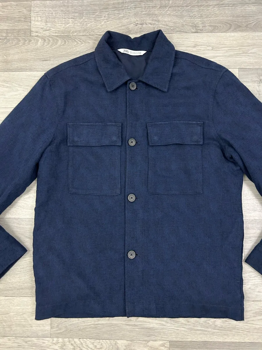 Zara Linen Brand Jacket Overshirt Mens Medium - Image 2