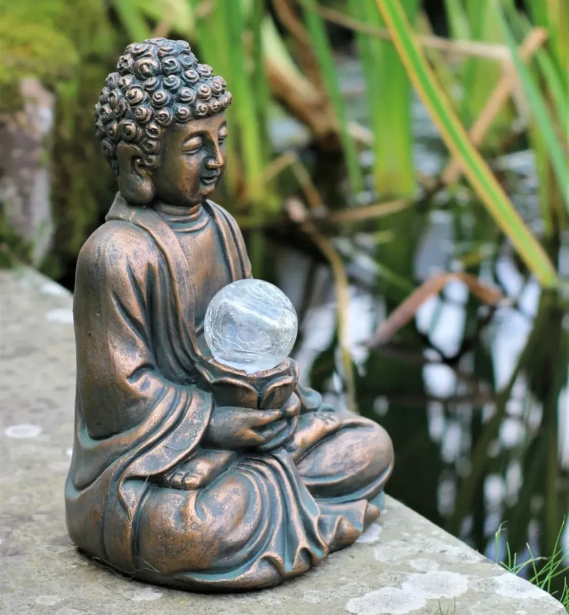 Garden Ornament Solar Buddha ZEN Colour Changing - Image 3