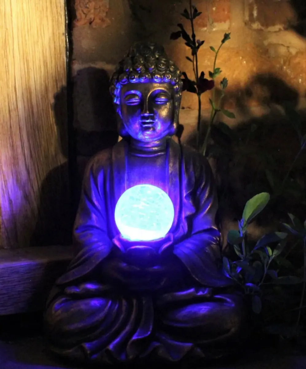 Garden Ornament Solar Buddha ZEN Colour Changing - Image 4