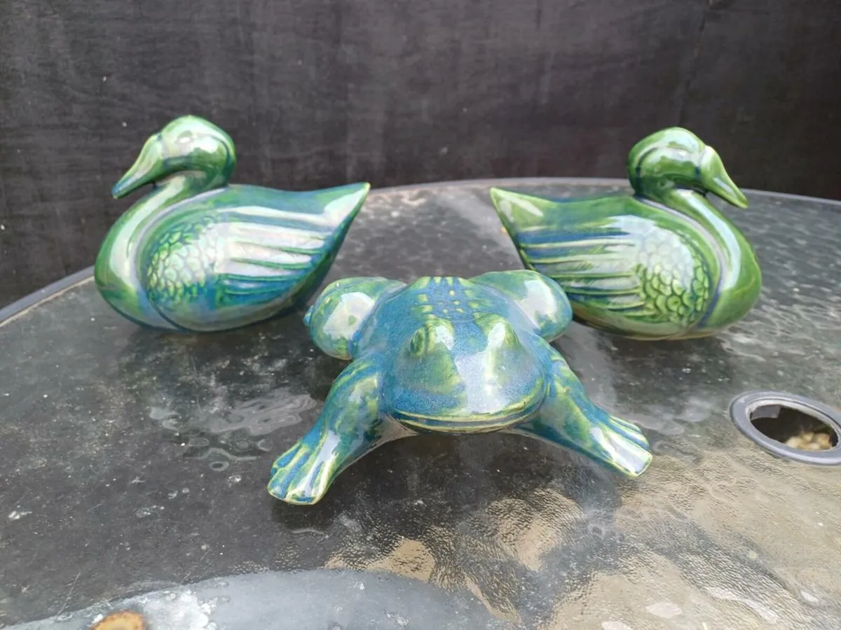 Vintage Glazed Pottery Figurines - Image 1