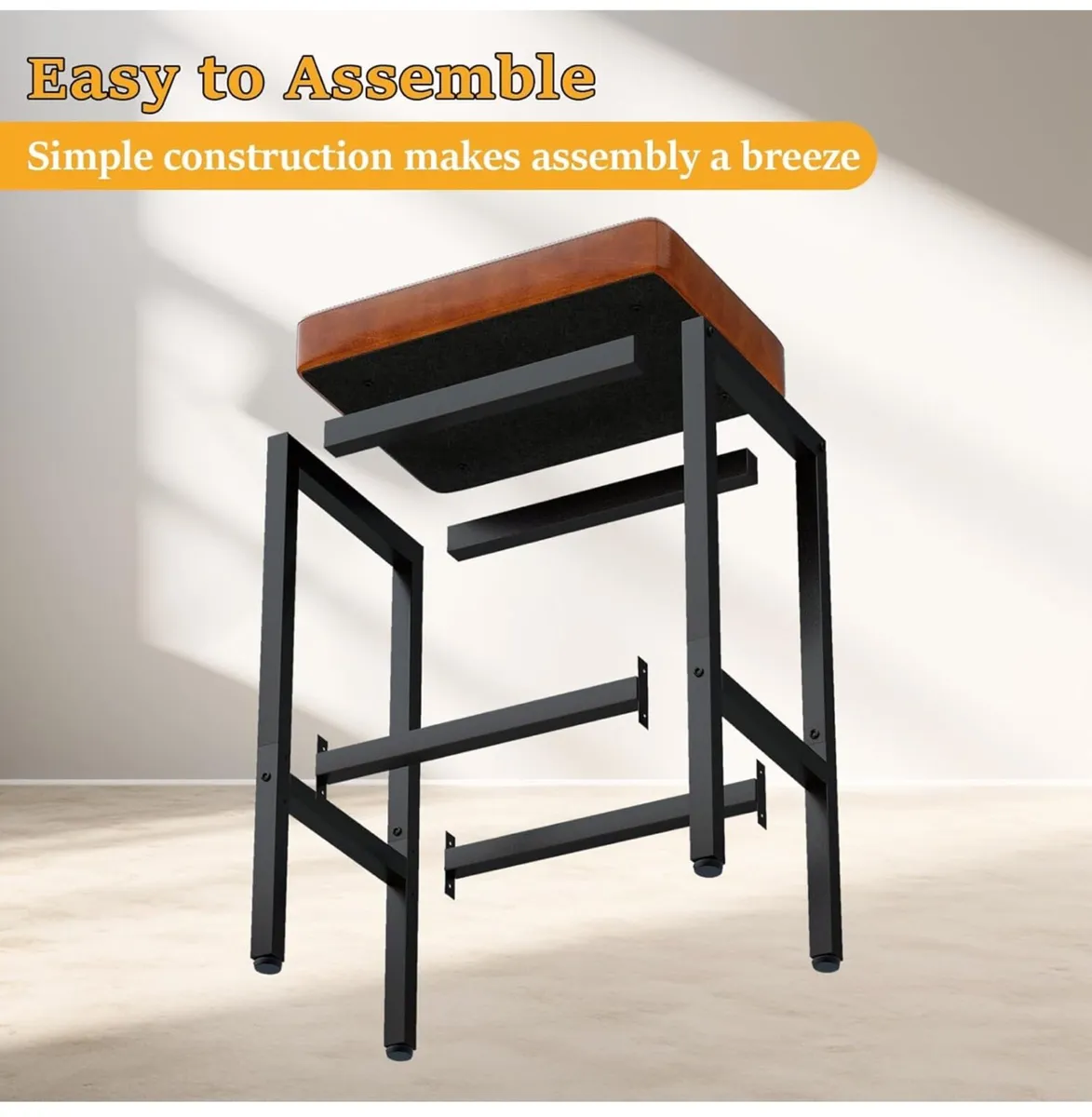 Bar Stools, 66 cm Bar Stools Set of 4 - Image 3