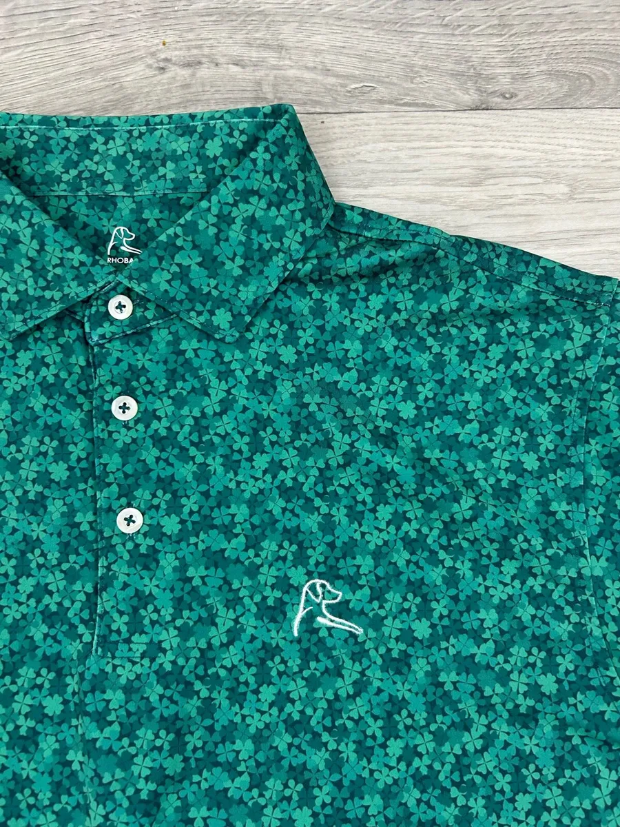 Rhoback Floral Patterned Golf Polo Shirt Medium - Image 3