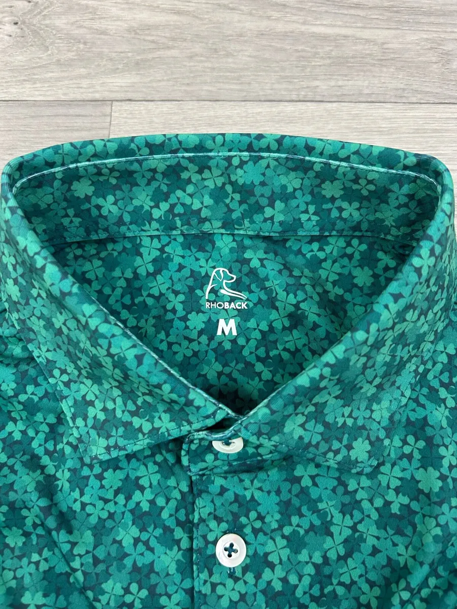 Rhoback Floral Patterned Golf Polo Shirt Medium - Image 4