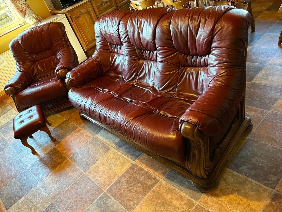 Three seater sofa, two one seaters & footstool - Image 3
