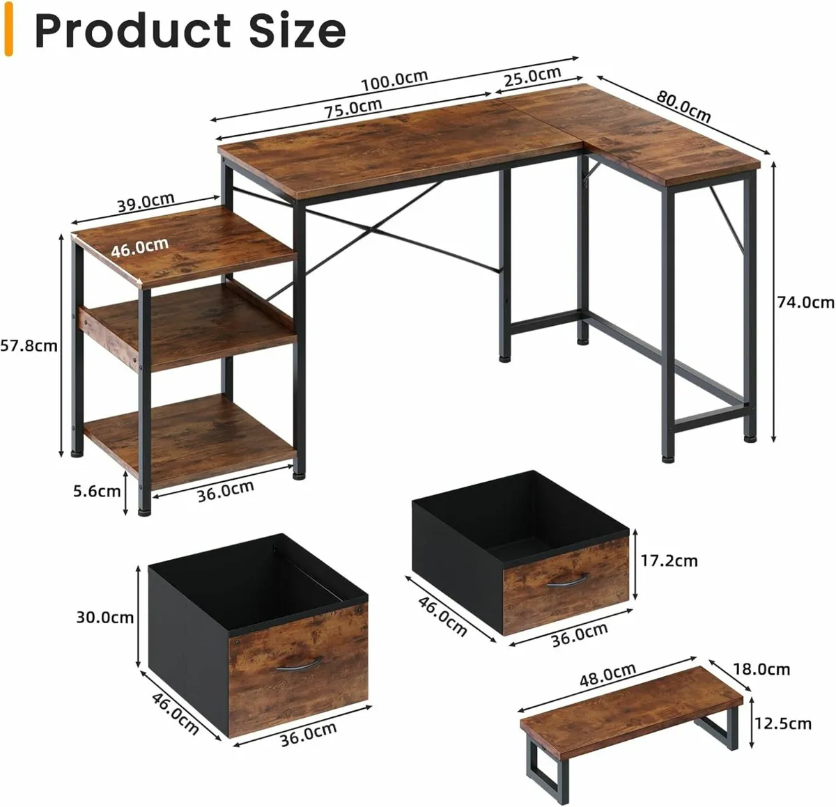 L Shaped Desk office Drawer Storage Drawer - Image 2