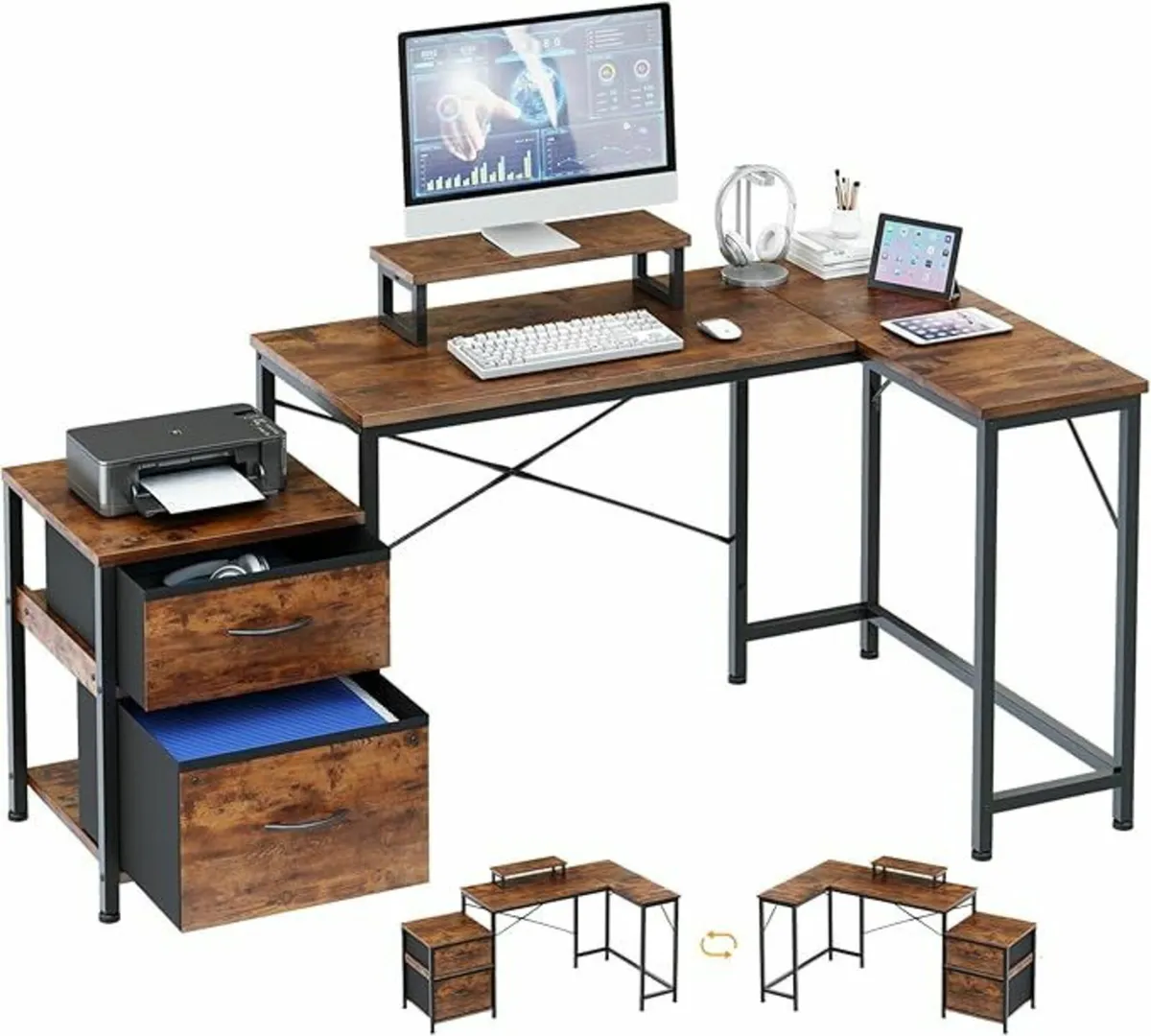 L Shaped Desk Drawer Storage Drawer Office desk - Image 1
