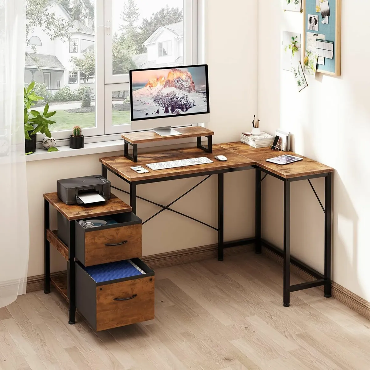 L Shaped Desk Drawer Storage Drawer Office desk - Image 4