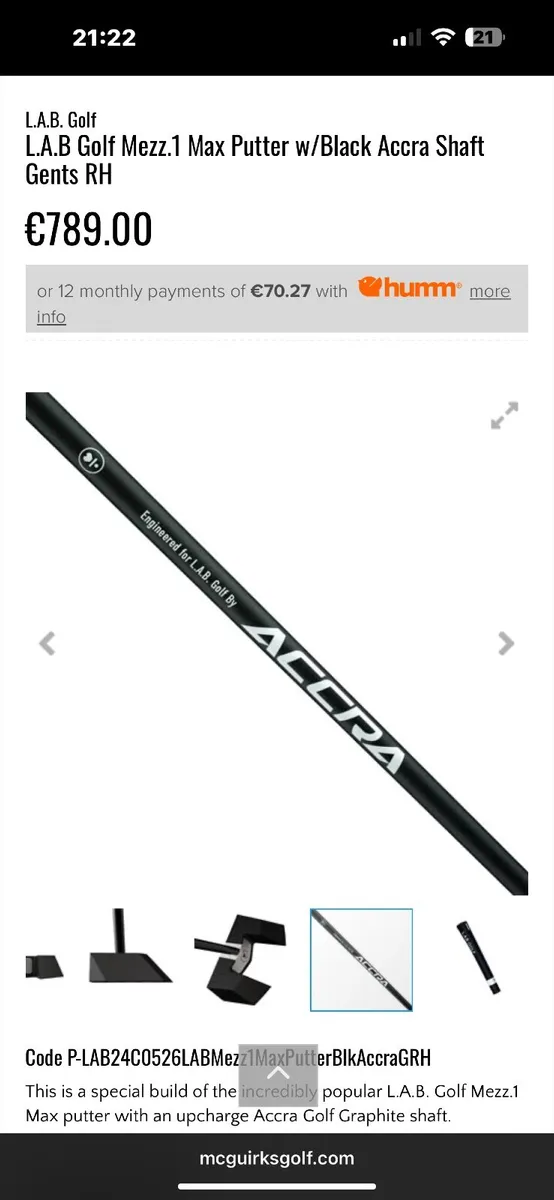 L.A.B Golf Mezz. 1 Max Putter w/Black Accra Shaft - Image 2