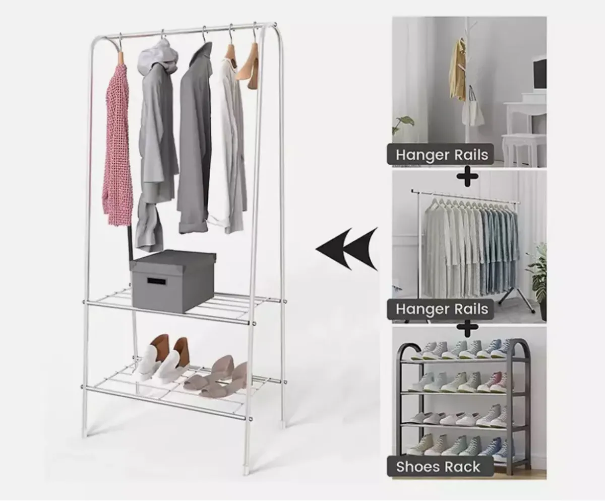 Metal Clothes Garment Rail & Storage Shelves NEW - Image 3