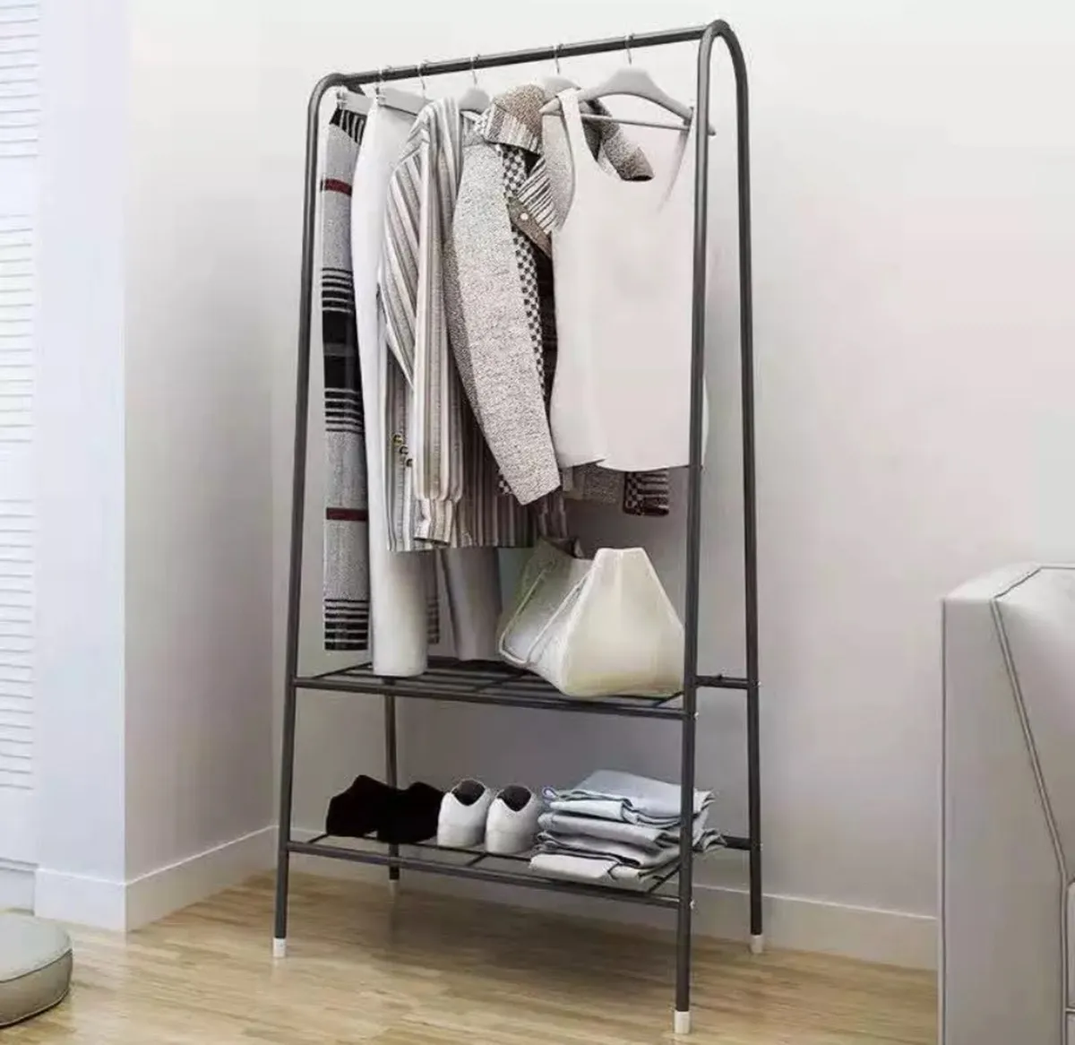 NEW Black Clothes Rail Rack & Storage Shelves - Image 4