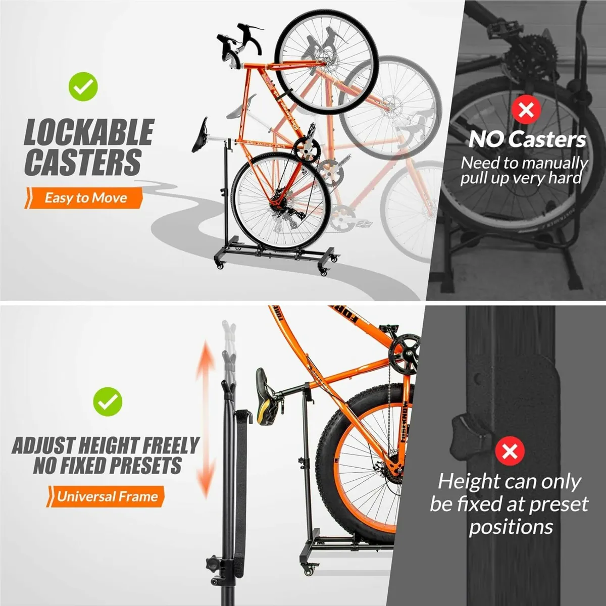 Freestanding Vertical Bike Storage Stand Wheels - Image 3