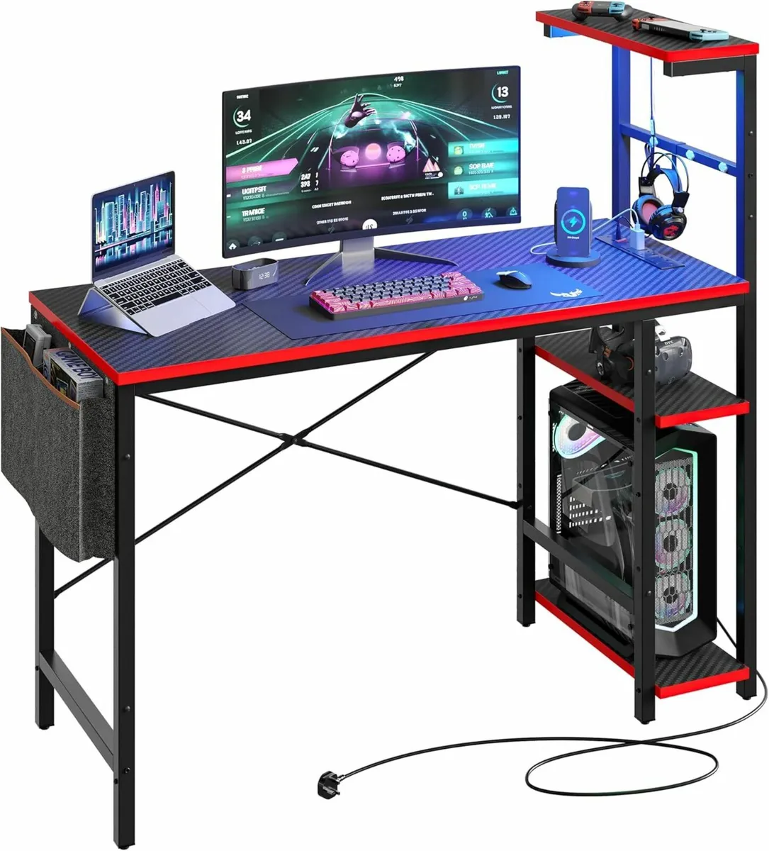113cm Corner Gaming  Office Desk Power Outlets - Image 3