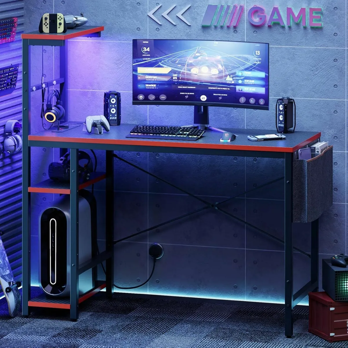 113cm Corner Gaming  Office Desk Power Outlets - Image 2