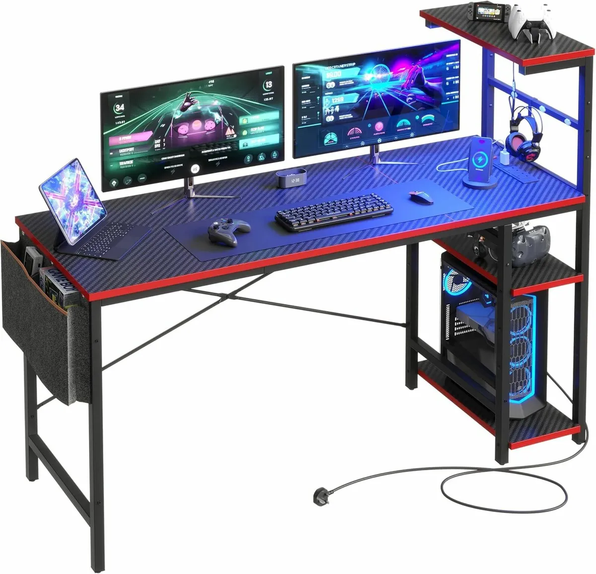 155cm Large Computer Desk LED Power Outlets - Image 3
