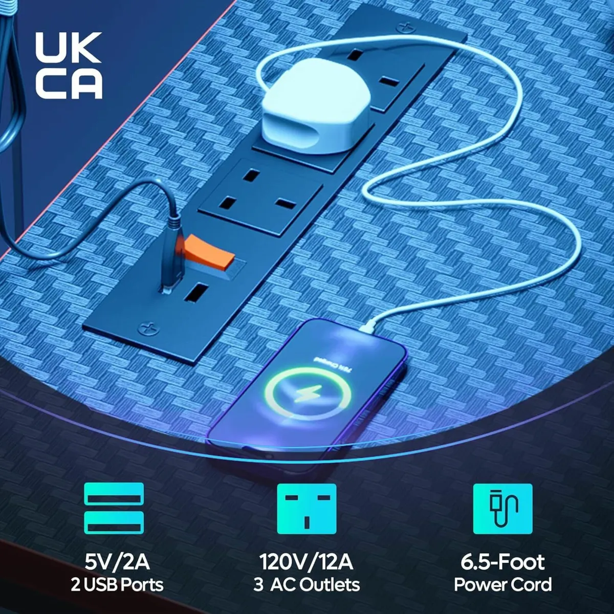 155cm Large Computer Desk LED Power Outlets - Image 4