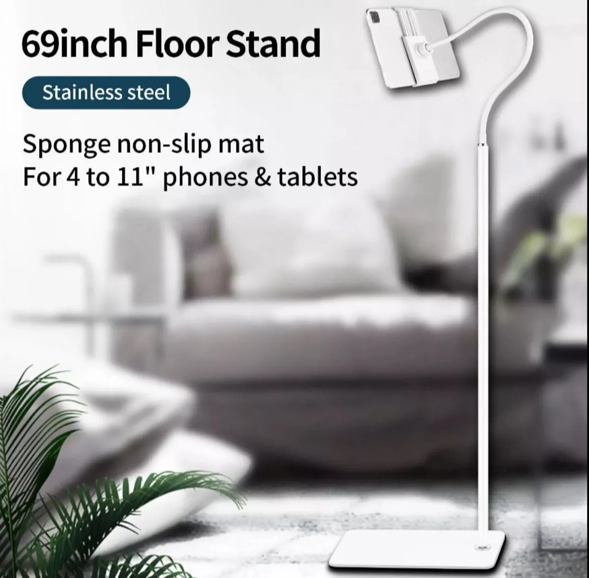 Floor Stand Gooseneck Holder 4-11" Tablet/Phone - Image 2