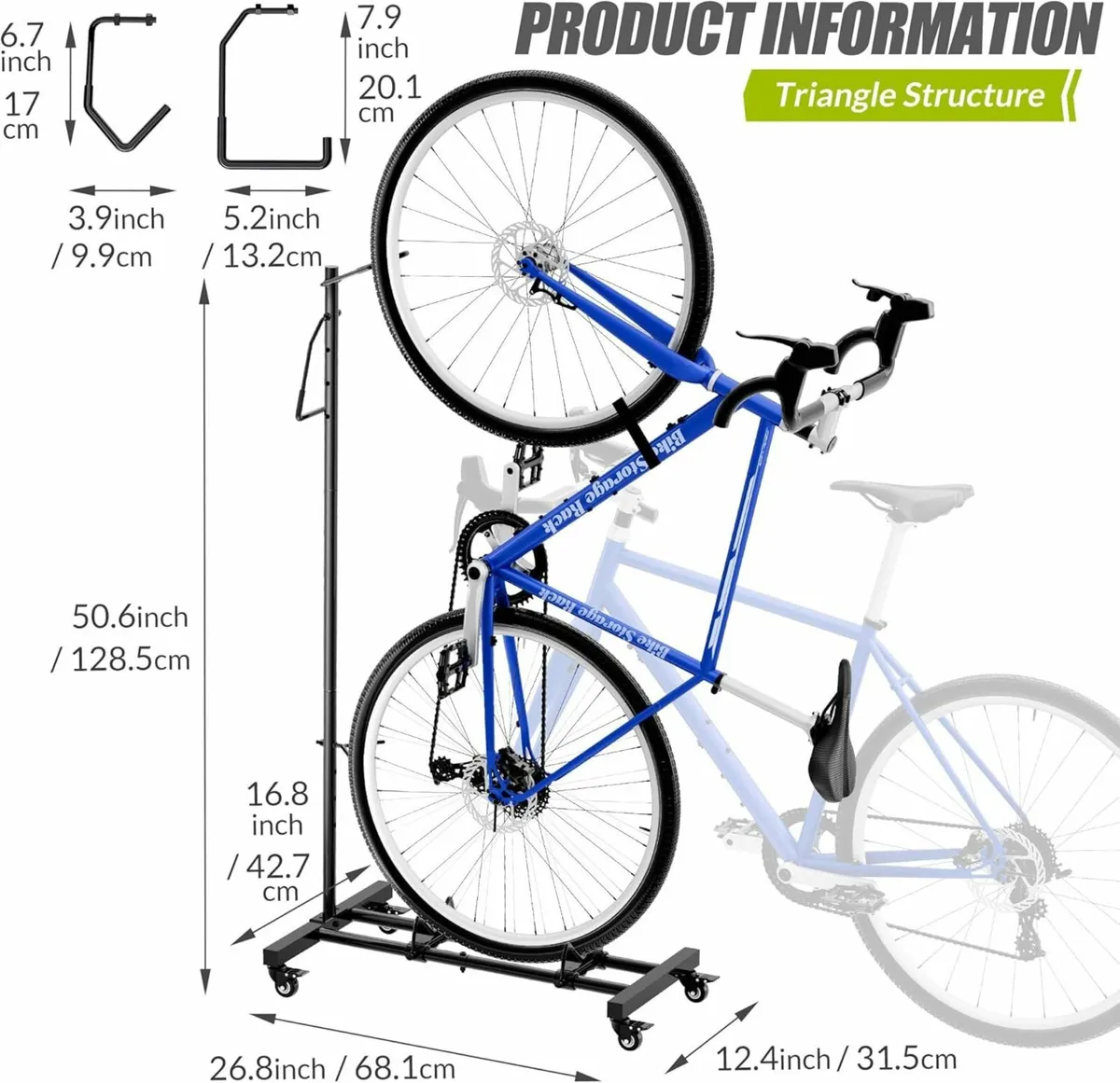 Upright Bike Stand Wheels Vertical Storage Rack - Image 3