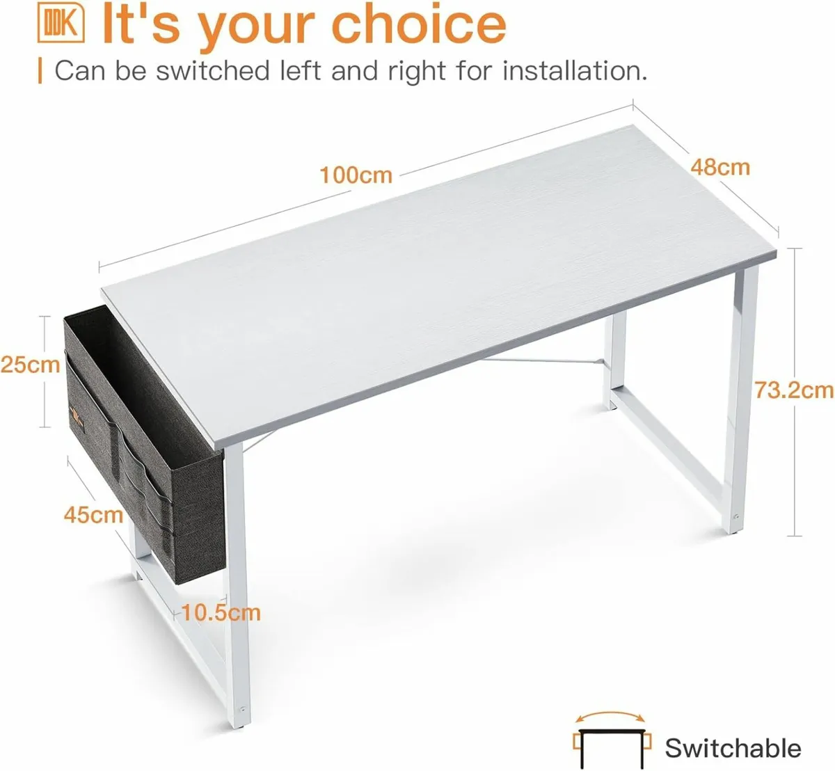 Computer Desk 100x48 cm Office Desk Storage Bag - Image 3