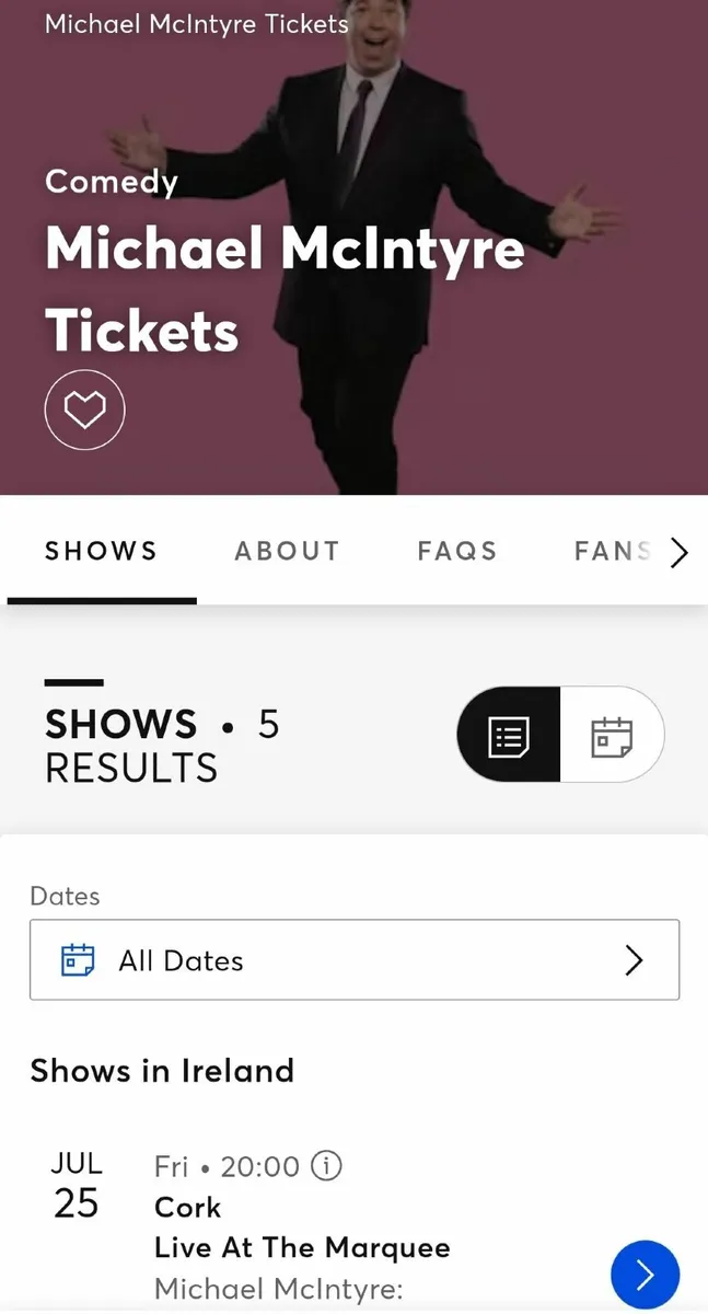 2 x Michael McIntyre Marquee Cork Fri 25 Jul