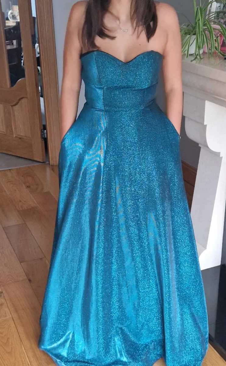 Dani's Closet Teal Shimmer Debs Dress - Image 2