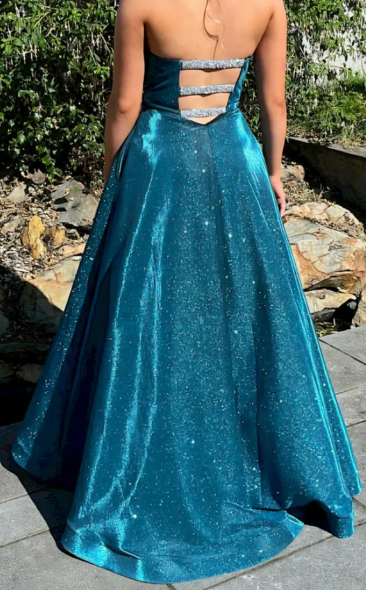 Dani's Closet Teal Shimmer Debs Dress - Image 3