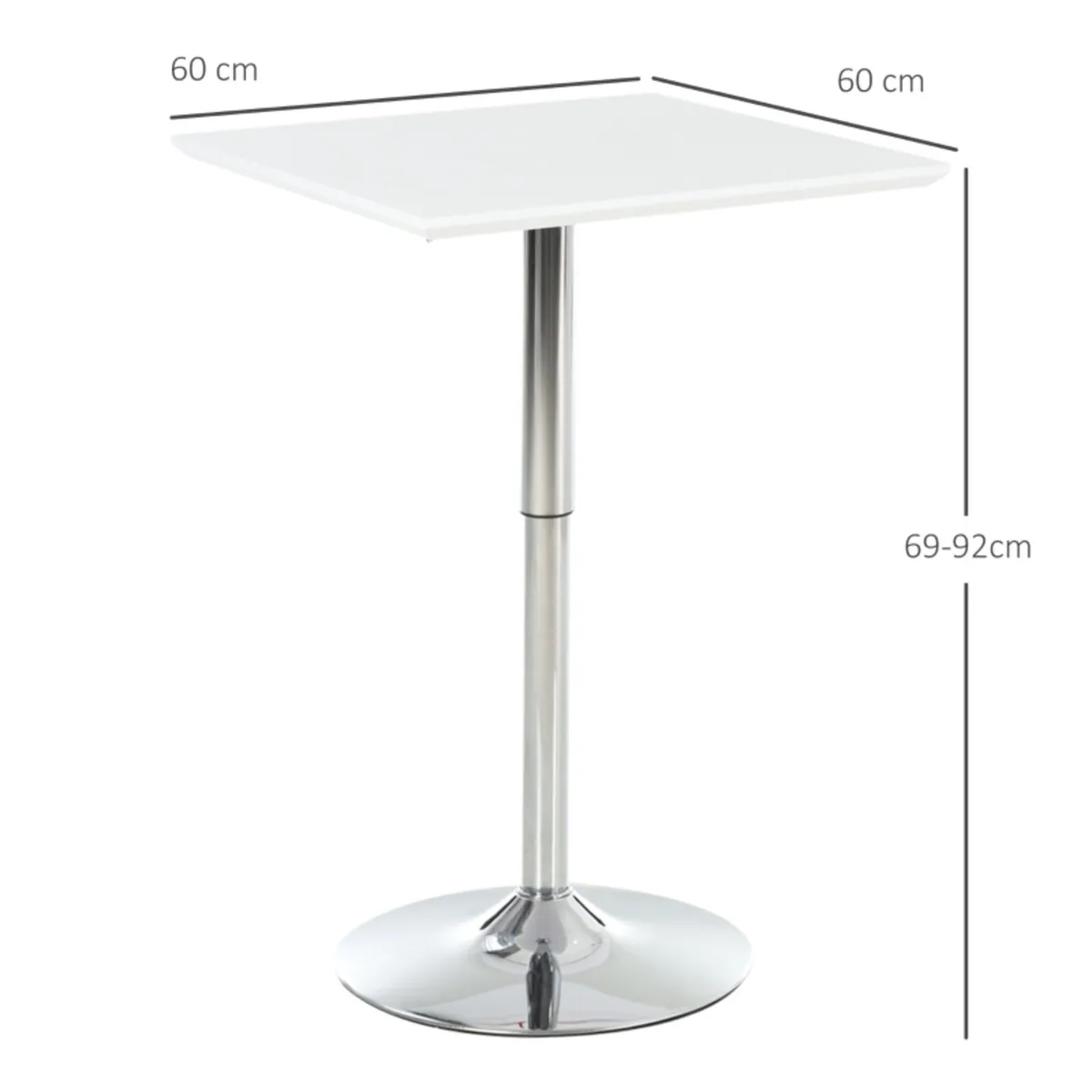 Square Height Adjustable Bar Table Counter Pub Des - Image 2