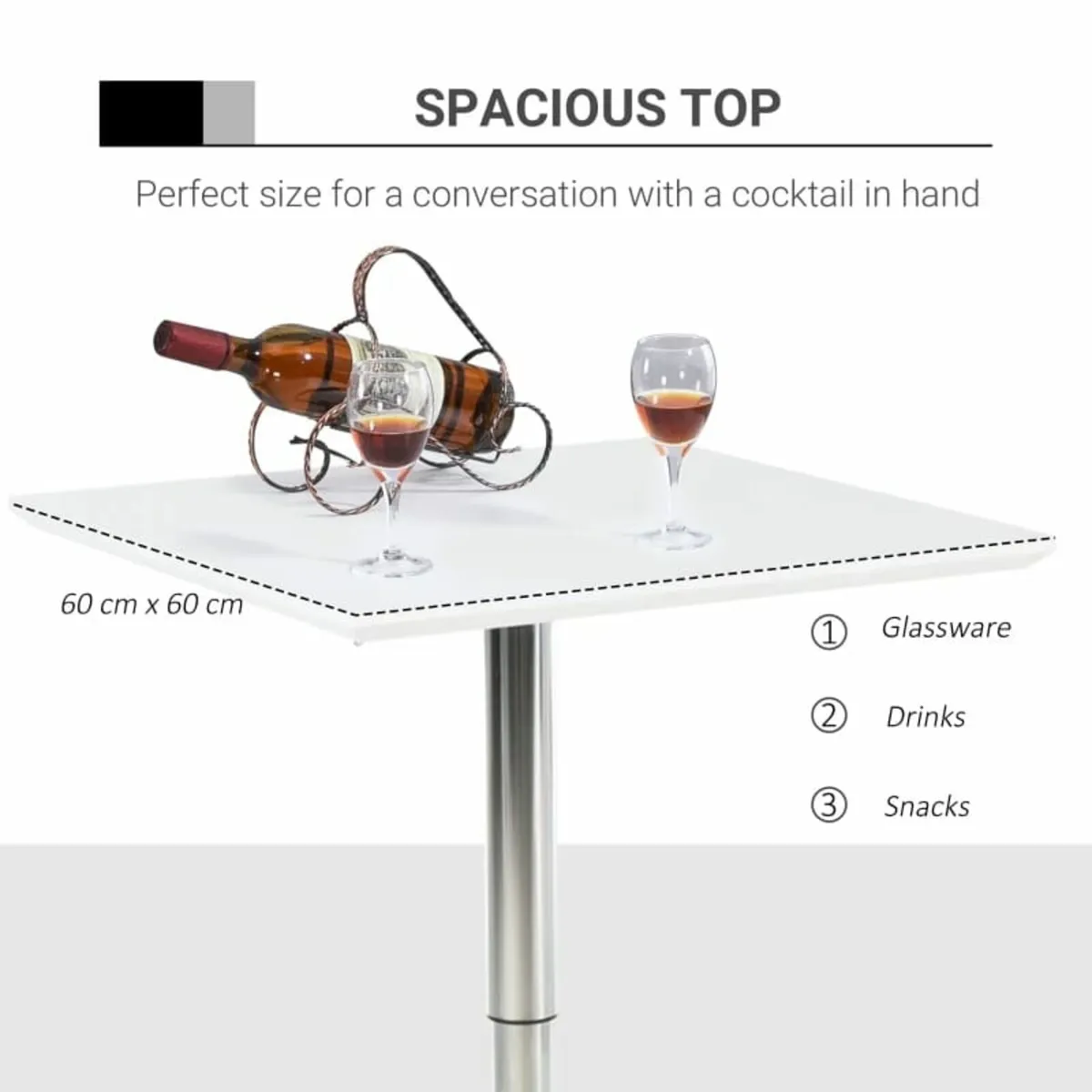 Square Height Adjustable Bar Table Counter Pub Des - Image 4