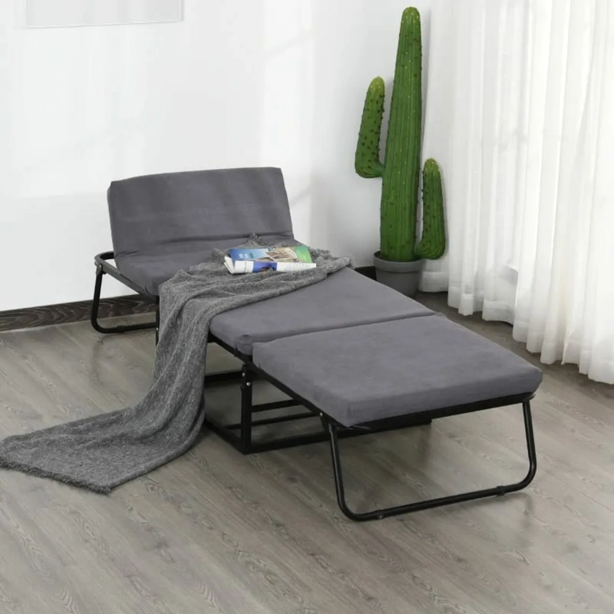 2 In 1 Folding Sofa Bed Home Lounge Cot Guest Stoo - Image 2