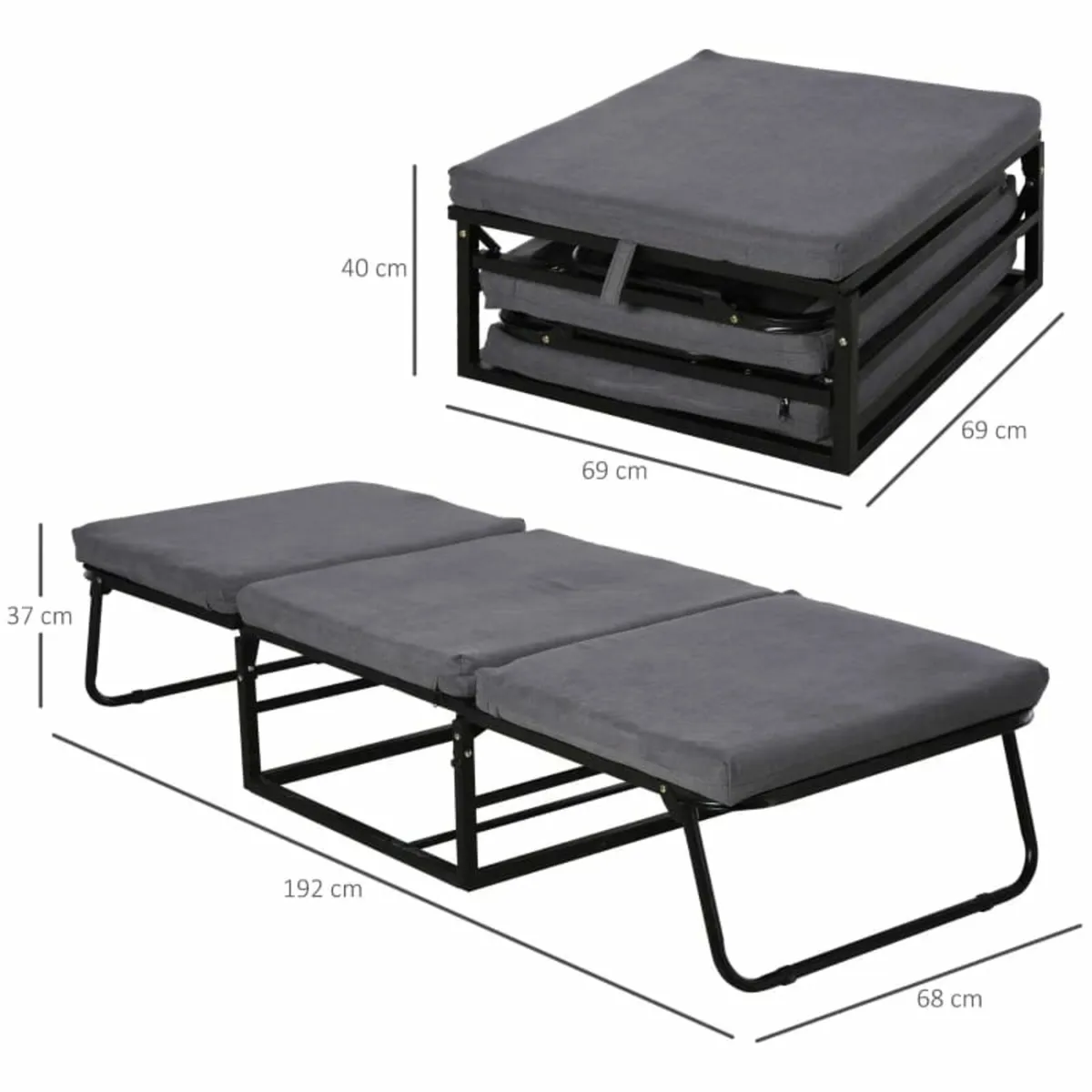 2 In 1 Folding Sofa Bed Home Lounge Cot Guest Stoo - Image 3