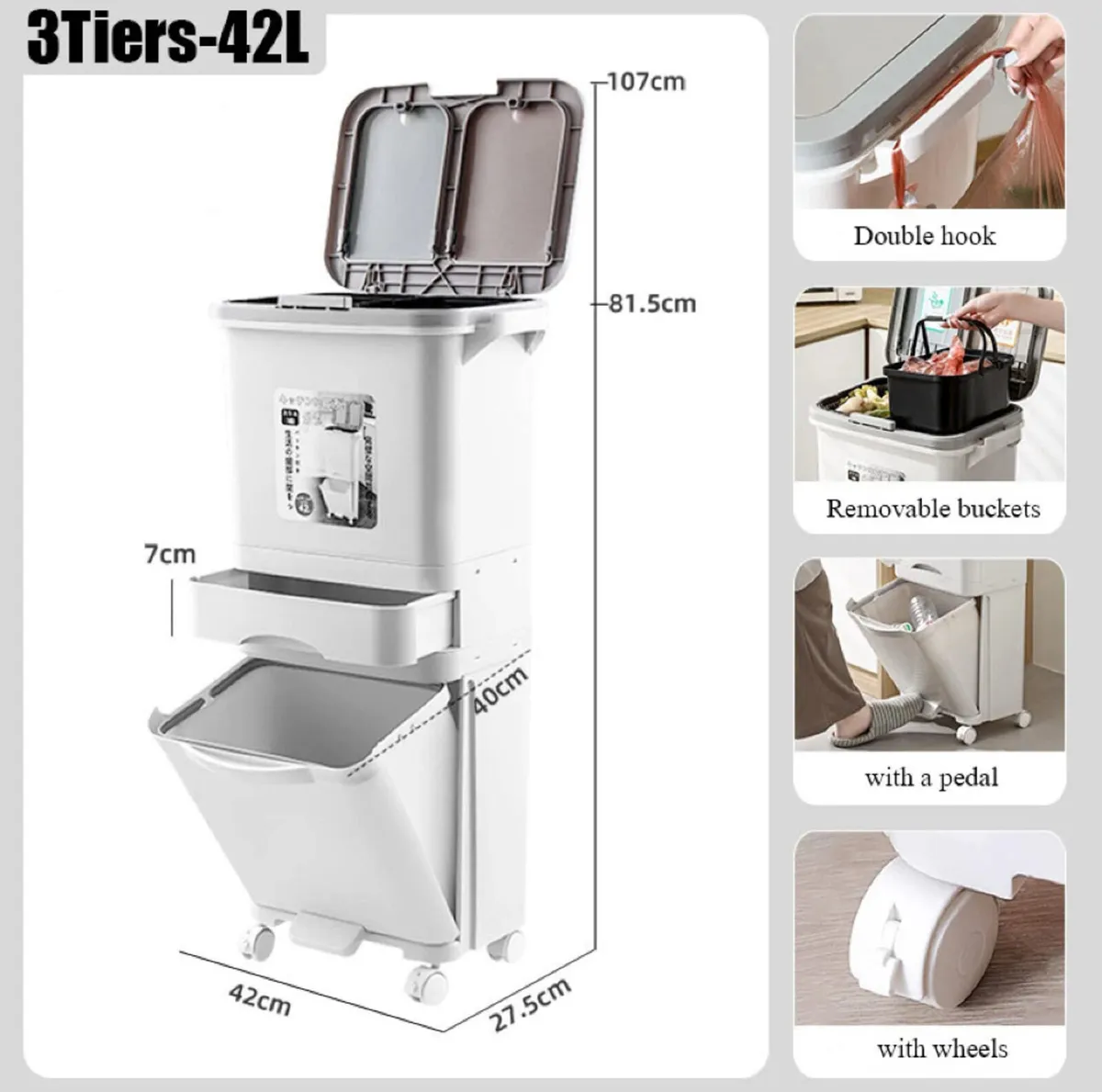 Recycling Waste Bin Dual Multi Compartment - Image 2