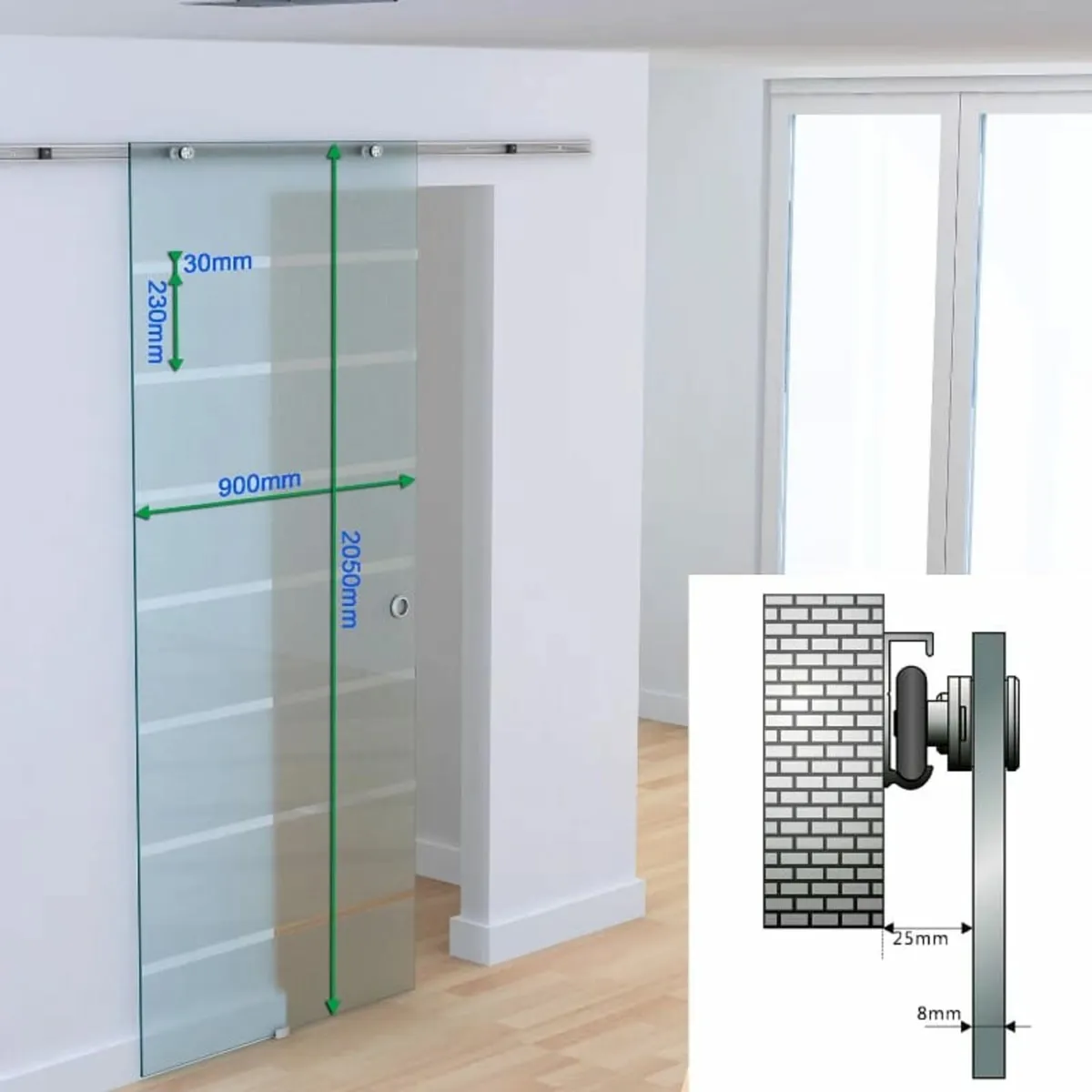 90cm Modern Sliding Door Include Hardware Track Sy - Image 3