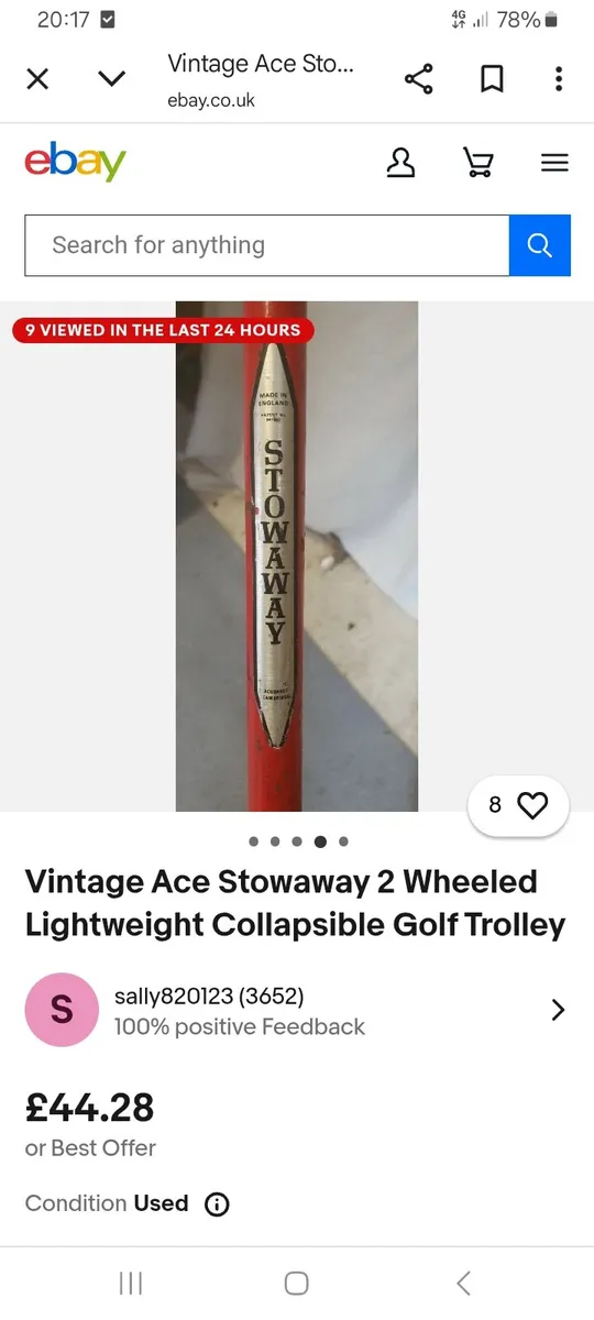 Vintage Ace Stowaway Golf Trolley - Image 4