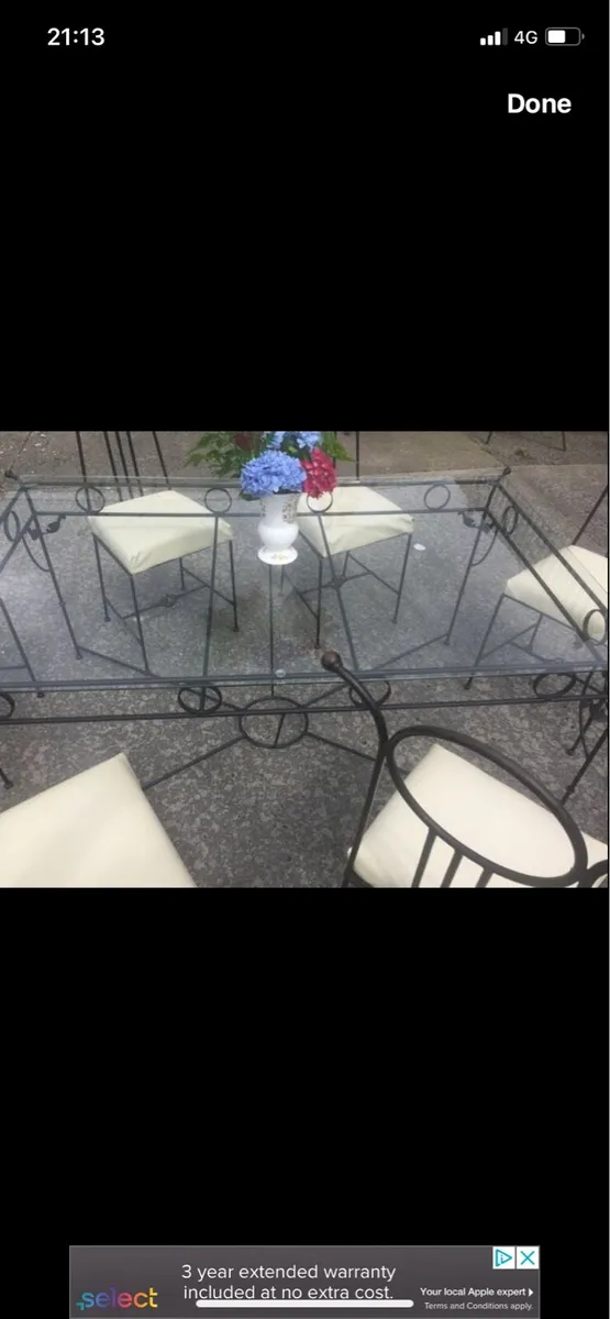Garden table and 6 leather chairs - Image 2