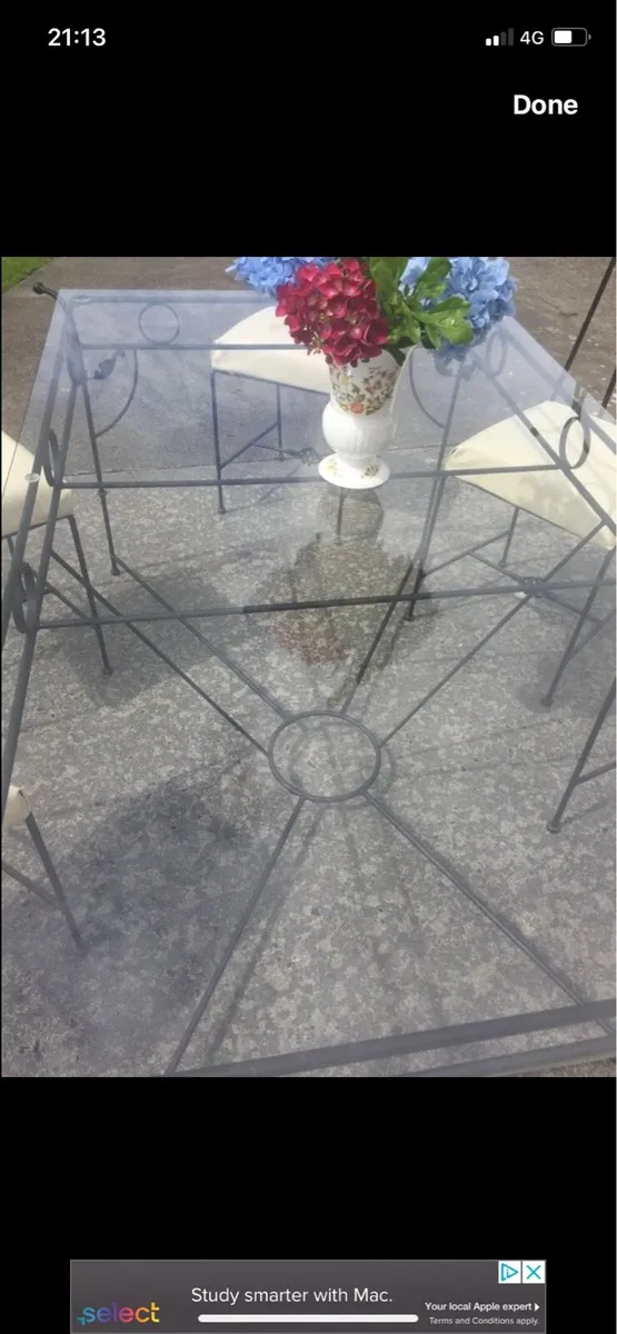 Garden table and 6 leather chairs - Image 3
