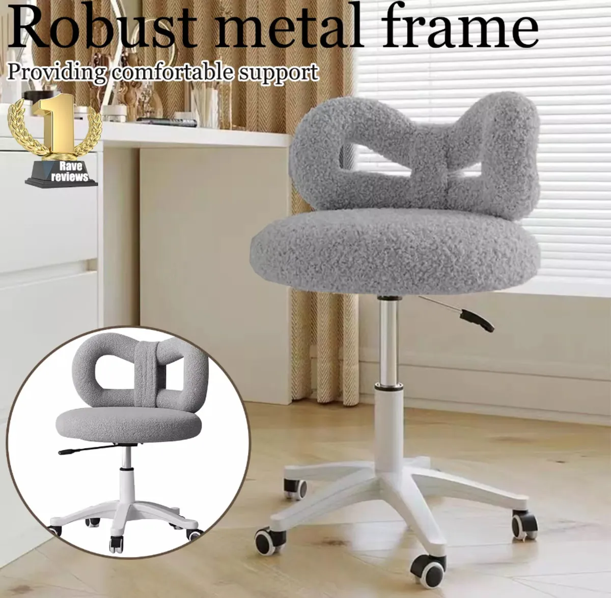 Height Adjustable Salon Vanity Swivel Chair NEW - Image 1
