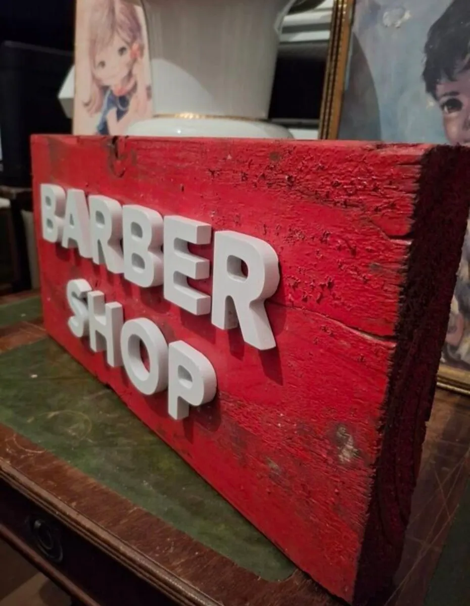Wooden 3D Barbershop Sign - Image 2