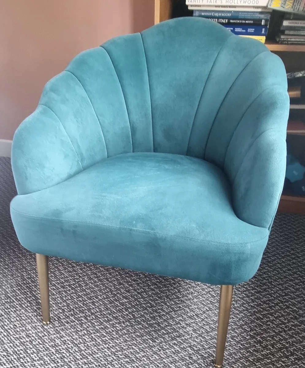 2 x Stunning Teal Scallop Occasional Chairs - Soph - Image 1