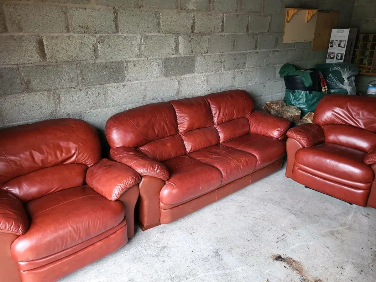 Leather Sofa & Armchair Suite - Image 2