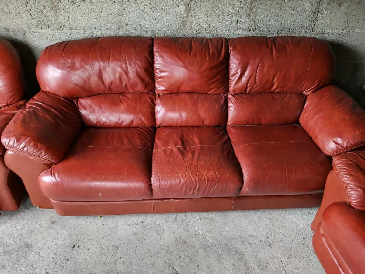 Leather Sofa & Armchair Suite - Image 3