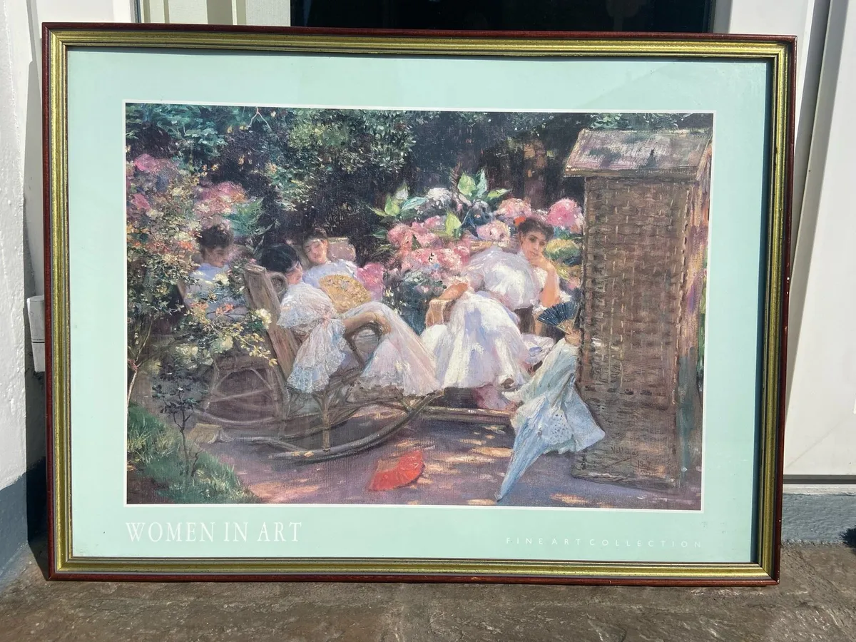 Antique ‘Ladies In The Garden’ Picture Frame - Image 1