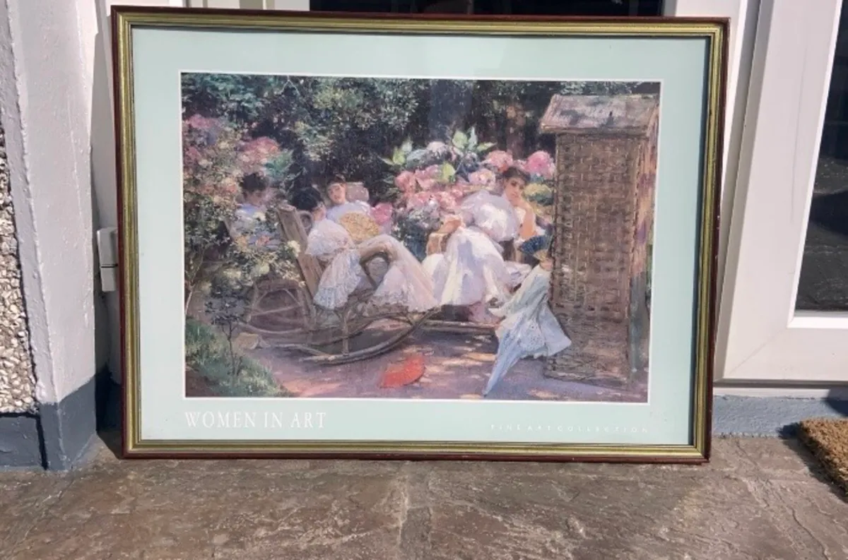 Antique ‘Ladies In The Garden’ Picture Frame - Image 2
