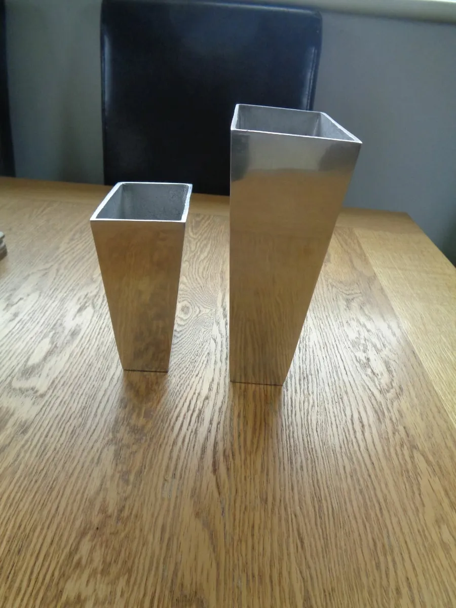 Set of Chrome Vases x 2 for Sale - Image 2