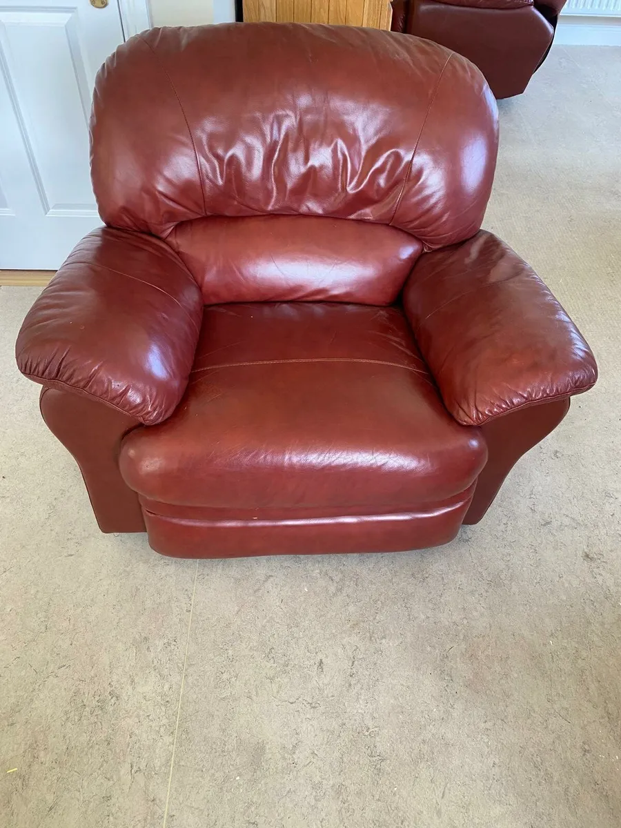 Leather Sofa & Armchair Suite - Image 1