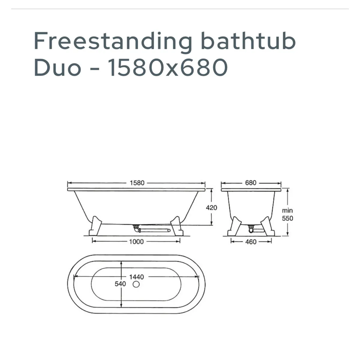 Freestanding Metal Bath - Barely Used - Image 4