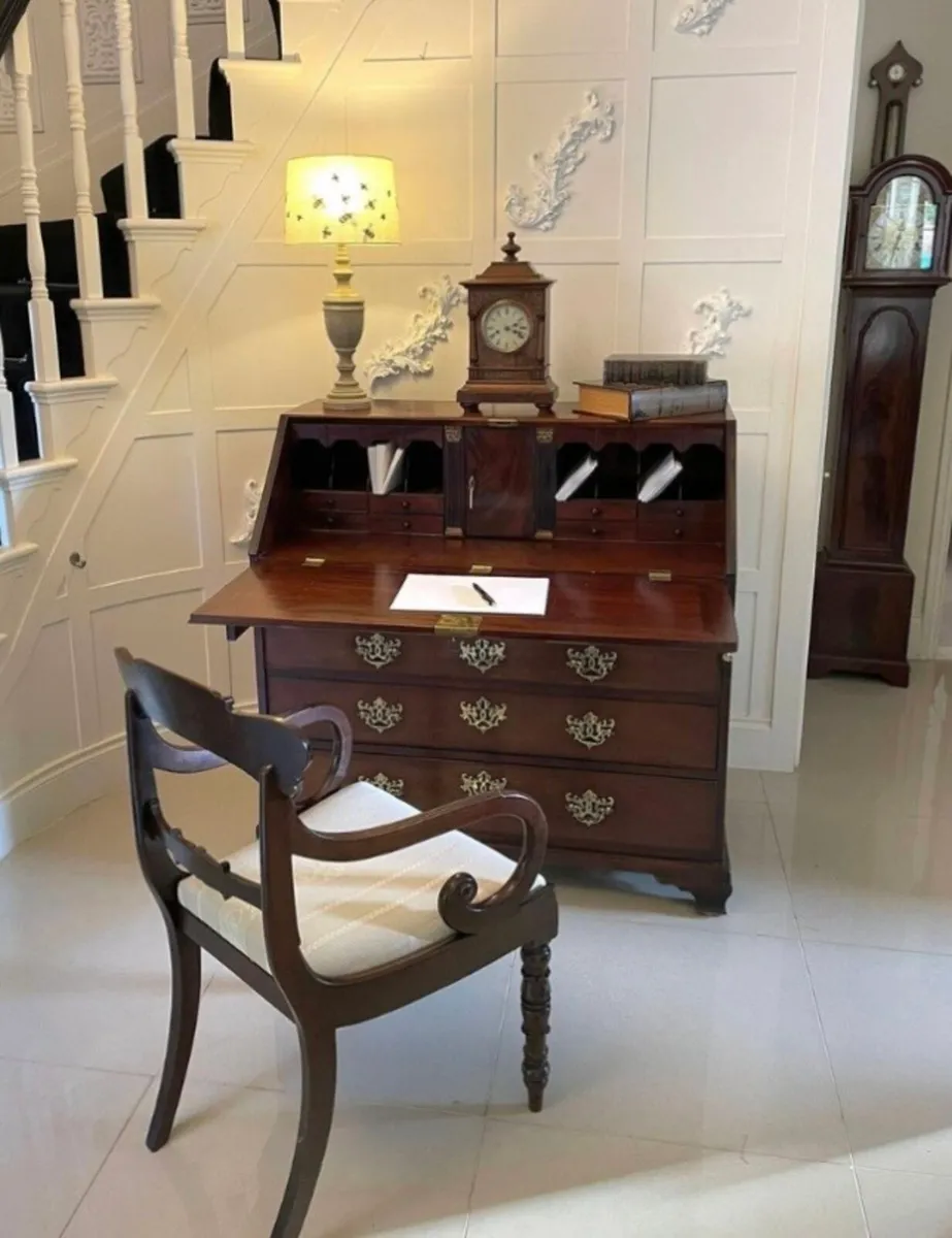 Georgian flamed mahogany writing bureau - Image 1
