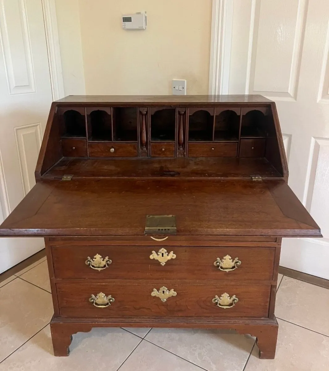 Georgian flamed mahogany writing bureau - Image 3