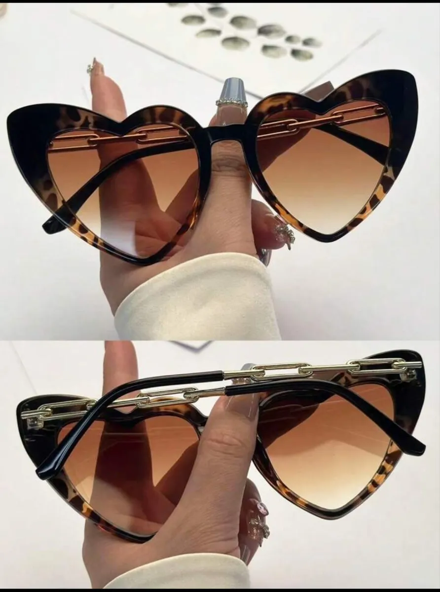 Leopard Print Heart-Shaped Sunglasses - Image 2