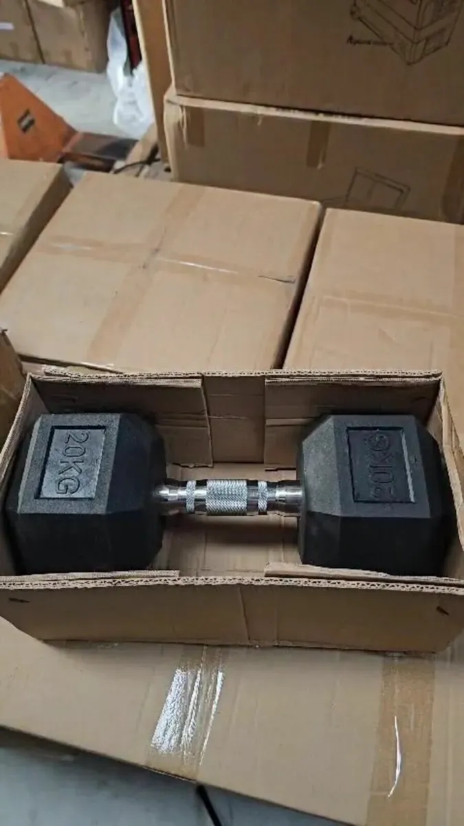 Rubber hex Dumbbells 2x20kg total 40kg brand new - Image 1