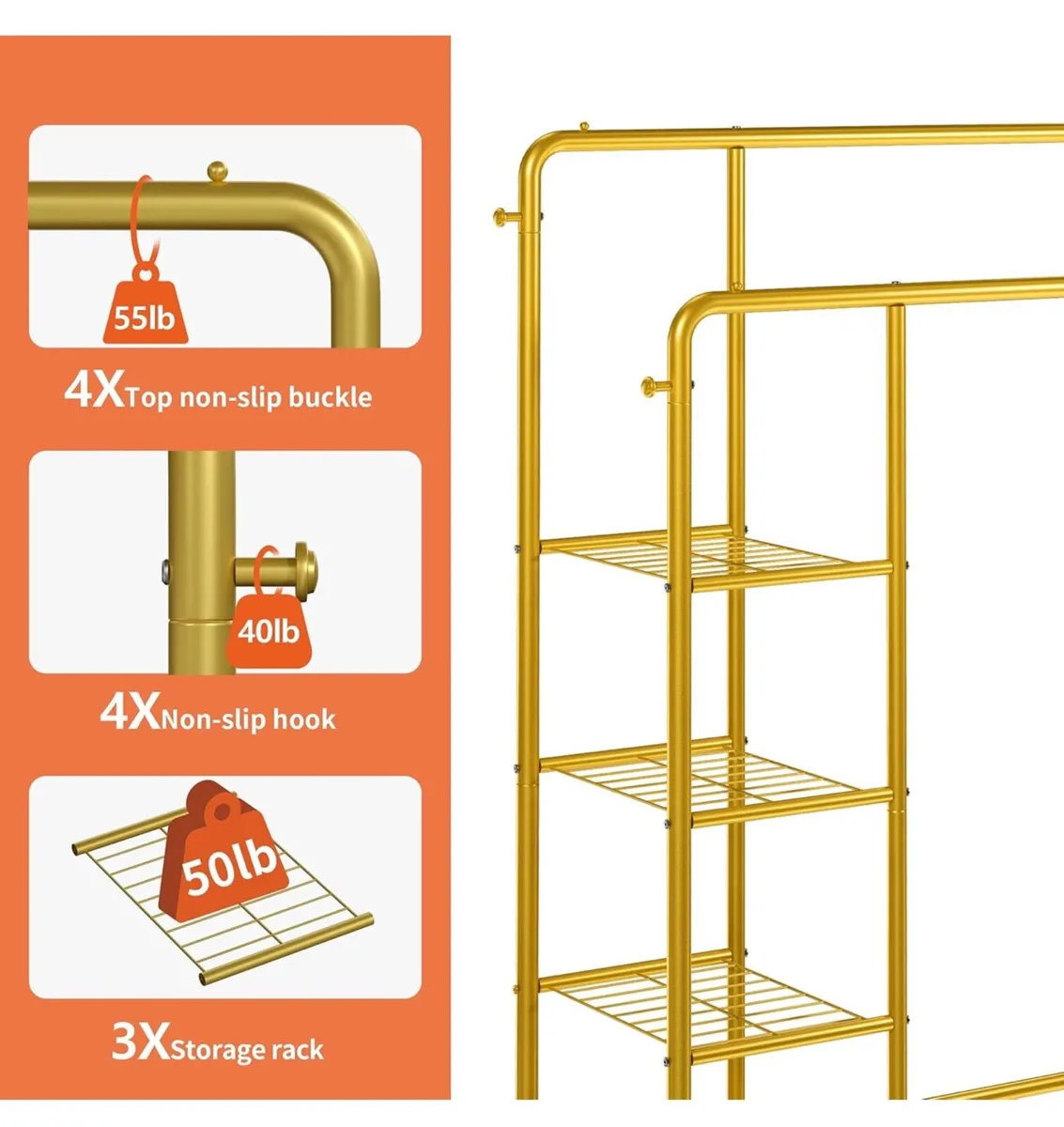 Wide Clothes Rail, 66.9 * 47.2 inch Clothing Rack - Image 2